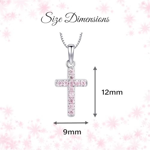 Precious Pieces Girl's Sterling Silver or 14K Gold-Plated CZ Cross Necklace for Baptism, First Communion, or Confirmation Gift4