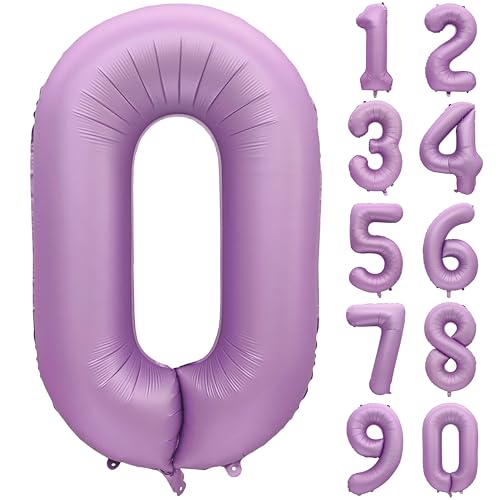Image of 40 In Matte Lavender Purple Birthday Number 0 Helium Foil Mylar Balloon | Helium Foil Mylar, Suitable Boys' And Girls', 10st 10th Birthday Parties, Anniversary Celebration, Zero Balloon Purple paryt