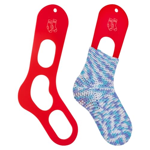 BENECREAT Paquete de 2 bloques de calcetines acrílicos para calcetines de ganchillo, regla roja para tejer calcetines, bloqueador de calcetines para principiantes, para fabricación de calcetines