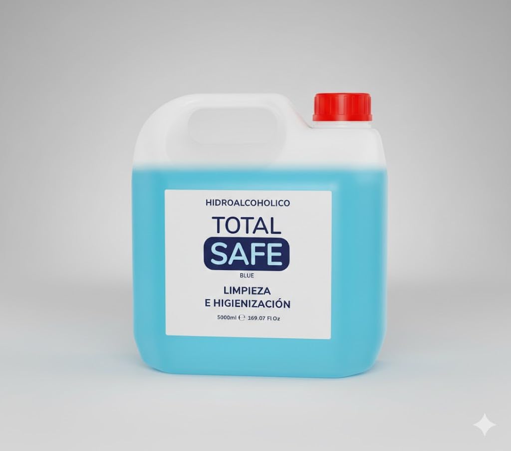 2 x Total Safe – Solucion Hidroalcohólica Garrafa 5L con 70% de Alcohol sin aclarado | Higienizante de Manos 5000ml