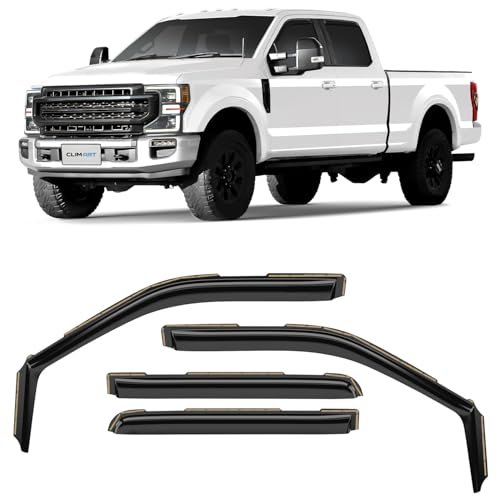 CLIM ART in-Channel Incredibly Durable Rain Guards Compatible with F250 to F550 Super Duty 2017-2022 Crew Cab, Original Window Deflectors, Vent Window Visors, Vent Deflector, 4 pcs.- 617198