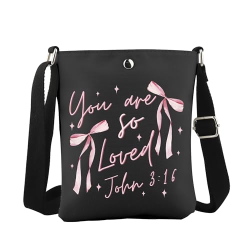 WCGXKO Bolsa tiracolo inspirada em versículo bíblico You are so Loved John 3:16 Presente de Jesus com citação cristã, Loved John Cro