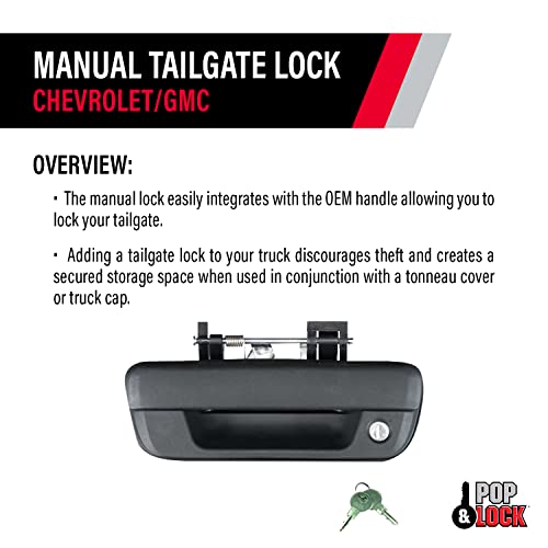 Pop & Lock – Manual Tailgate Lock For Chevrolet Colorado And Gmc Canyon, Fits 2004 To 2015 Models (Black, Pl1700) #TOP2