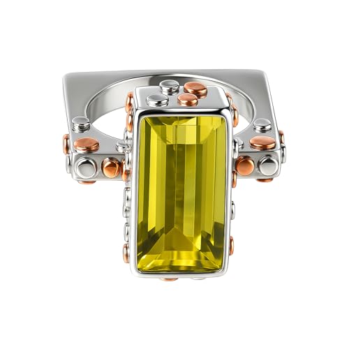 Bague de créateur en argent 925 et quartz citron unique taille 56.5 - 4