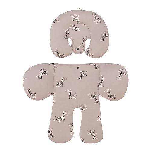 JYOKO Kids Sitzverkleinerer Antiallergikum Universal Baby 100% Baumwolle (Giraffe, Enthält eine Kopf- und eine Körperstütze, 2 Stück)