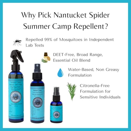 Nantucket Spider Summer Camp Insect Repellent - 8oz | Deet Free, Natural Mosquito Repellent for Kids | Made in The USA from 100% Organic Essential Oils | Repels Mosquitos, Flies, and No See Ums - Thumbnail 4