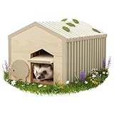 PATKAR Igelhaus Winterfest mit Boden [SCHÜTZT VOR FRESSFEINDEN] - Premium Igelfutterhaus (Made in Europe) - Hochwertige Igelhäuser Igel Haus - Igel Schlafhaus Igel Futterhaus - Igelhotel Igelhöhle