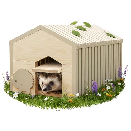 PATKAR® Igelhaus Winterfest mit Boden [SCHÜTZT VOR FRESSFEINDEN] - Premium Igelfutterhaus (Made in Europe) - Hochwertige Igelhäuser Igel Haus - Igel Schlafhaus Igel Futterhaus - Igelhotel Igelhöhle