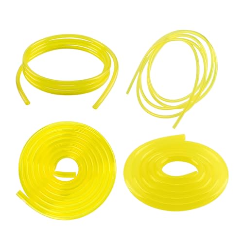 Merdege Fuel Line Hose Kit, 4 Sizes, 5 Ft each, 3/32' x 3/16' 1/8' x 3/16' 1/8' x 1/4' .08' x .14' for Small Engine Weedeater Chainsaw String Trimmer (Yellow)