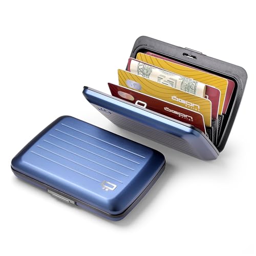 ÖGON -DESIGNS- Aluminum card holder with metal lock, RFID protection against fraud and demagnetization, compact wallet, Smart Case OSLO model2