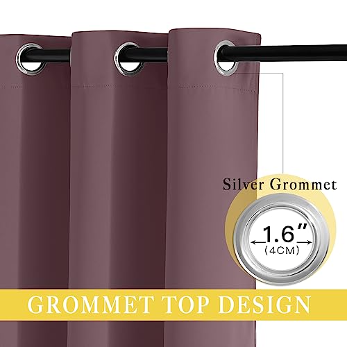 NICETOWN Wide Curtain 84 inch Length for Living Room, Grommet Thermal Insulated Blackout Room Divider Curtain Sound Proof Light Blocking for Patio/French Door (Dry Rose, 1 Panel, W80 x L84)