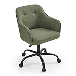 SONGMICS Office Chair - Adjustable Height, Armrests, 110 kg Load, Cotton-Linen Fabric, Home Office, Study, Bedroom, Green OBG019C11