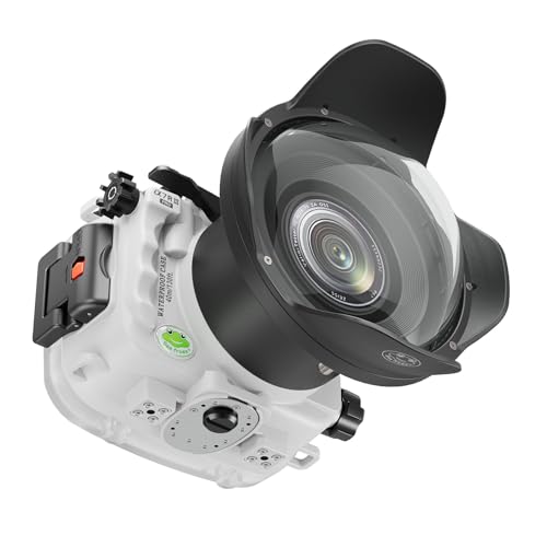 Image of Professional Waterproof Camera Housing Case Compatible with Sony A7iii A7riii, 40M /130FT Depth Underwater Protection (White, Dome Port)