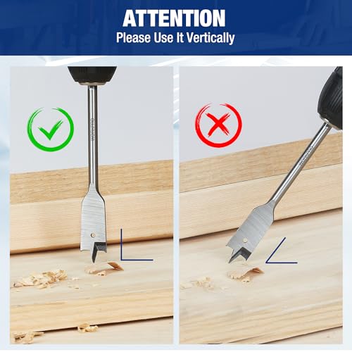 WORKPRO 8-Piece Spade Drill Bit Set, Carbon Steel Heavy Duty Flat Wood Drill Bit Set, 1/4 inch Quick Change Hex Shank Woodworking Drilling Flat Bits Blades Kit 6 WORKPRO 8-Piece Spade Drill Bit Set, Carbon Steel Heavy Duty Flat Wood Drill Bit Set, 1/4 inch Quick Change Hex Shank Woodworking Drilling Flat Bits Blades Kit - Image 6