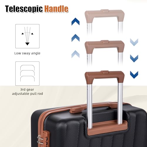 Image of Luggage Sets 6 Piece Suitcases with Wheels,ABS Hard Case Suitcases with Spinner Wheels,Durable Travel Luggage with Combination Lock (Black, 6 Piece Set 16 inch /20 inch /24 inch /28 inch)