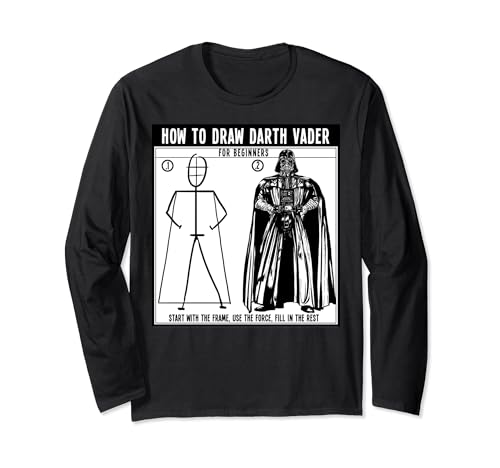 T-shirt Star Wars Star Wars How To Draw Vader Poster à manches longues pour fan