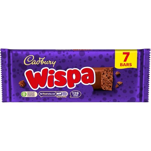 Cadbury Milk Chocolate Wispa Bars 23.7 g per bar Velvety Bubbly Texture (Pack of 7)