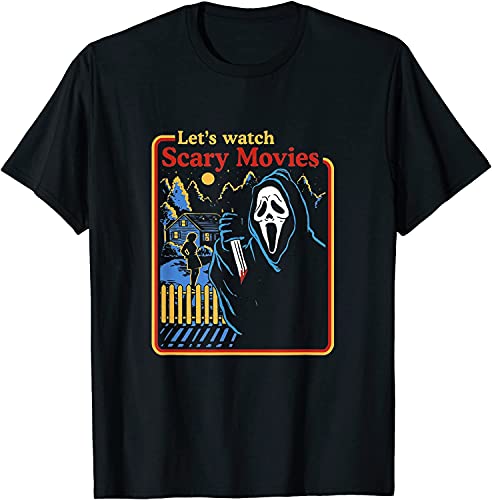 Byairls Vamos a Ver películas de Terror Gritar Horror Camiseta de Halloween Camiseta (Negro,5XL)