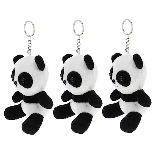 Healvian 3 Piezas Colgante De Panda Llave Accesorios Con Felpa Decoración Encanto Adorable Bolso Colgante Black Algodón