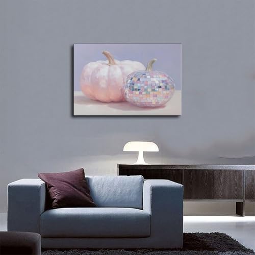Boule disco citrouille poster sur toile : idée cadeau originale