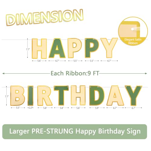 Image of Pre-Strung Happy Birthday Banner Brown Green Party Decorations