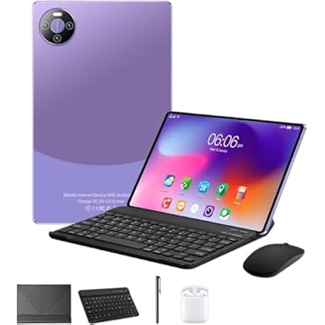 E60Tablet 3 em 1 com estojo/teclado/mouse/fone de ouvido, tela de 11,6 polegadas, 16 GB de RAM + 512 GB de ROM, câmeras de 24 e 32 megapixels, bateria de 12.000 mAh, edição WiFi, Android 13 (roxo)