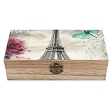 Caja de almacenamiento de madera con forma de libélula, estilo torre francesa, con tapa abatible. Cajas de joyería decorativas vintage. Caja de recuerdos para joyas, arte, pasatiempos, almacenamient