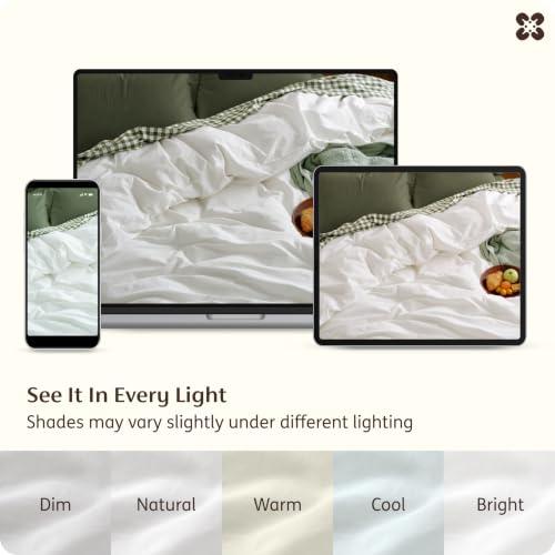 Image of Bedsure PureWoven 100% Washed Cotton Duvet Cover Only, Queen, Natural White | 1 Duvet Cover, No Pillow Shams, Linen Like Textured, Lightweight & Breathable for All Seasons, Zipper Closure, 8 Corner Ties