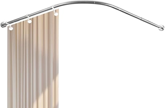 Hershii Adjustable Curved Shower Curtain Rod Wall Mounted L-Shaped Bathroom Corner Curtain Hanger Pole Bath Metal Shower Rail Bar 35.43-51.18 x 35.43-51.18 Inch, Drilling to Install