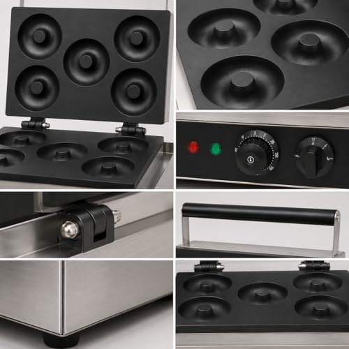 Image of Donut Waffle Machine, Commercial Electric Waffle Maker Machine, Professional Donut Waffle Baker for Cafe Bakery Restaurant