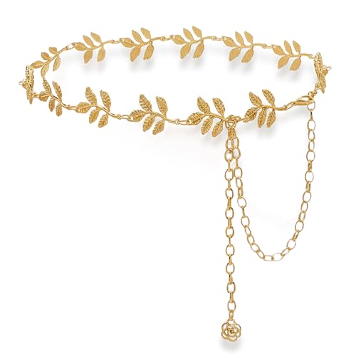 Millennials In Motion Gold Leaf Greek Goddess Belt Fairy Waist Chain Roman Toga Renaissance Adjustable Belly Chain