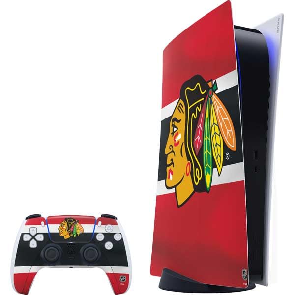 Skinit Decal Gaming Skin Compatible with PS5 Bundle - Officially Licensed NHL Chicago Blackhawks Jersey Design