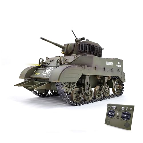 Siiykic RC Tank 2.4GHz 1/16 US Army Stuart M5A1 Light Tank Coating Completed Simulation Smoke and...