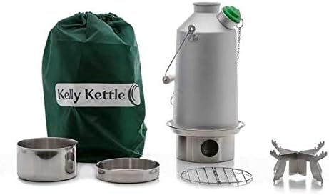 Base Camp BASIC KIT (1.6ltr Anodised Alu. Kettle with Steel Fire-Base + Cook Set + Pot Support) Kettle and Wood Stove in one | Fishing | Camping | Scouts | Weight 1.43kg / 3.13lb