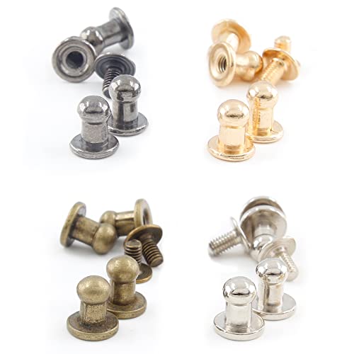 Moicstiy 100Set 5mm Round Head Button Studs Solid Button Stud Screw Leather Button Rivets for Bag, Belt, Craft, DIY Decoration (Silver+Gold+Black+Bronze) - Thumbnail 7
