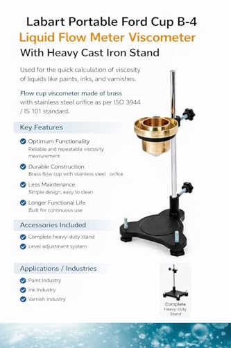 Image of Labart Portable Ford Cup B-4 Liquid Flow Meter Viscometer With Heavy Cast Iron Stand (B4)