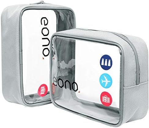Eono Clear Toiletry Bag Waterproof Toiletry Travel Bag Clear PVC Zippered Cosmetic Bag Cosmetic Makeup Bag Clear Wash Bag Toiletry Organizer Makeup Bag for Travel Bathroom Men and Women