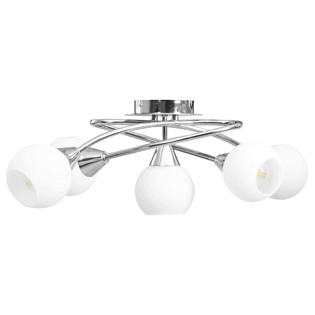 Lampa sufitowa 5-żarówkowa z abażurami ceramicznymi biała