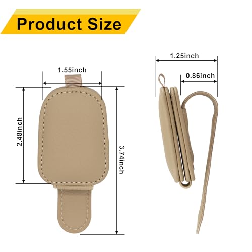 Image of Yuoyar 2 Packs Sunglasses Holders for Car Visor - Magnetic Leather Sunglasses Holder and Ticket Card Clip - Car Visor Accessories (Beige)