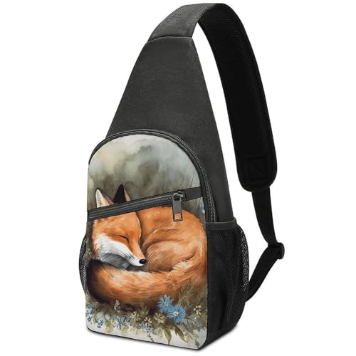 Sac à dos bandoulière léger Sleeping Fox en tissu Oxford solide