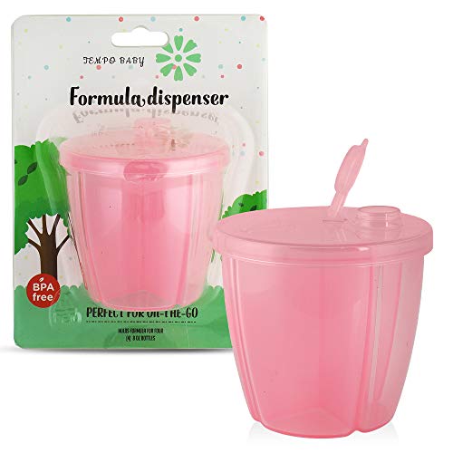 TEMPO BABY Formula Dispenser, 4 Compartments, Pink