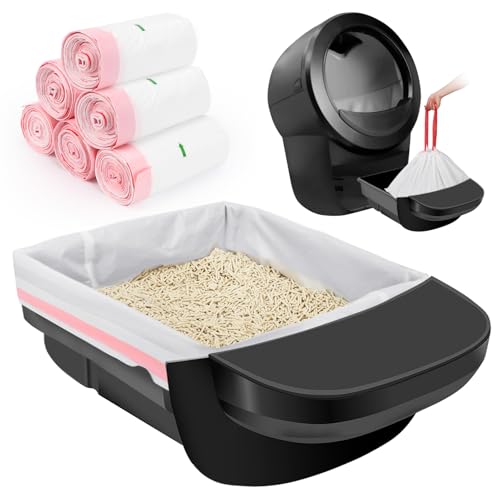 SZEE 120 Sacs pour Litière Chat Autonettoyants, Sacs Poubelles pour Litiere avec Cordons de Serrage, Housses pour Litière Compatible Litter Box 3/4,...