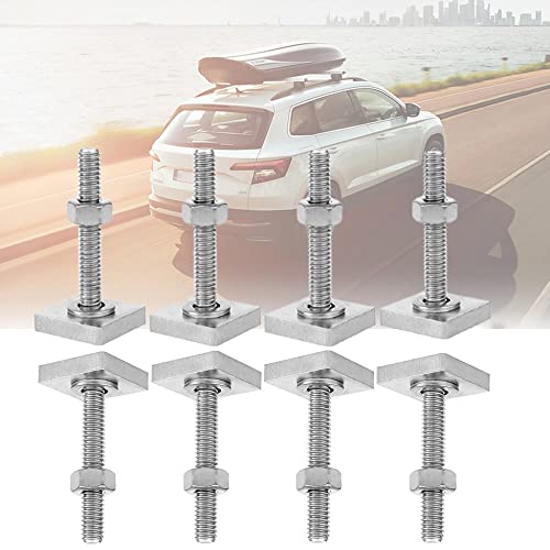 Aimisite Lot de 8 boulons en T M6 - M6 x 35 mm - Adaptateurs pour barres de toit avec rondelle à écrou - Blocs coulissants carrés pour porte-rails de toit de voiture Cover