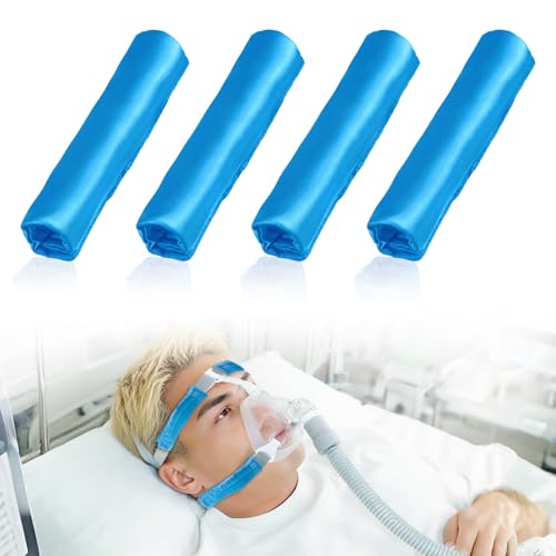 4 Pack Satin Mask Strap Covers, Face Cushion Cover for Strap Headgear, Universal and Reusable Comfort Pads, C Papa Accessories & Supplies Mask Cover Headgear Pads for Reducing Red Marks (Blue)