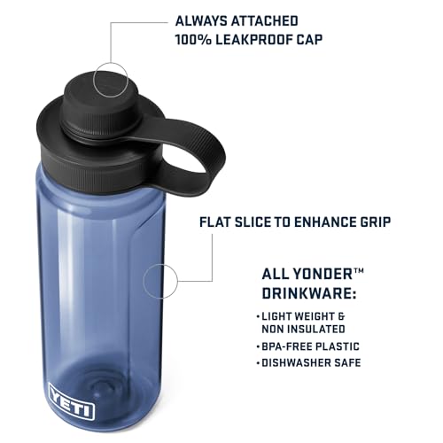 Image of YETI Yonder Water Bottle with Yonder Tether Cap, Lightweight, Leakproof and BPA-Free