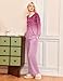 Ekouaer Womens Pajama Sets Two Piece Lounge Set Fall Winter Pajamas Long Sleeve Pjs Top and Pants Soft Pleated V Neck Sleepwear Purple/Leaf, Medium