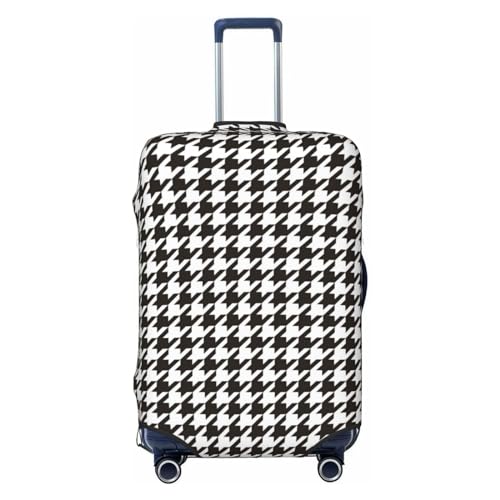 Travel Luggage Cover Protector - Houndstooth Black And White Washable Suitcase Covers For 18-32 Inch Luggage
