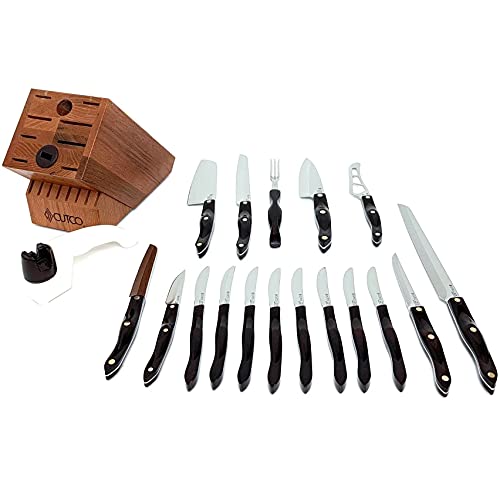 Cutco 19 Pc Kitchen Knife Set Cherry Wood Stand All Knife Sets