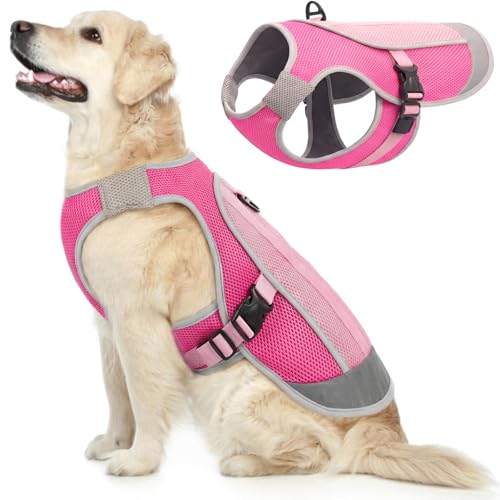 Kuoser Dog Cooling Vest for Dogs, Lightweight Dog Cooling Harness Shirt with Reflective Stripe, Breathable Mesh Cooler Jacket Pet Cool Vest for Small