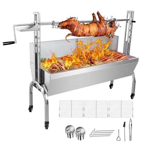 Rotisserie Grill Roaster with Back Cover Guard, 25W Motor Small